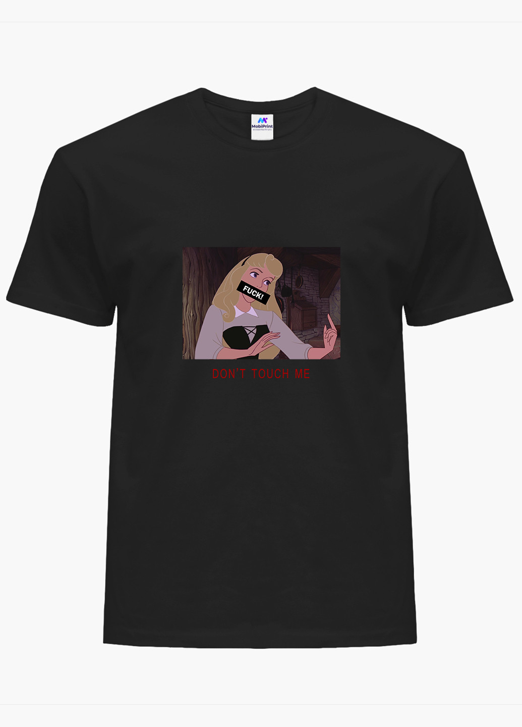 Чорна демісезон футболка жіноча спляча красуня дісней (disney sleeping beauty) (8976-1431) xxl MobiPrint