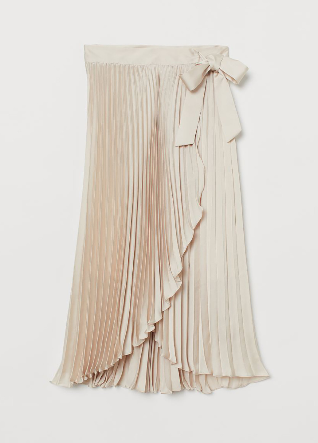Светло-бежевая кэжуал однотонная юбка H&M клешированная, на запах