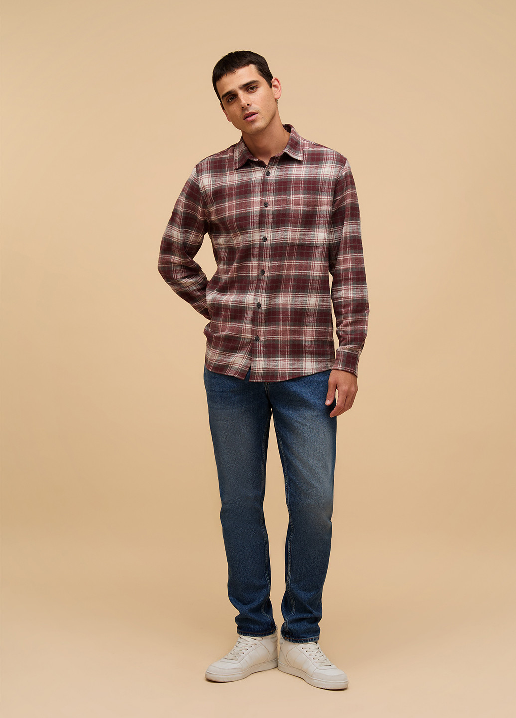 Бордовая кэжуал рубашка в клетку Colin's