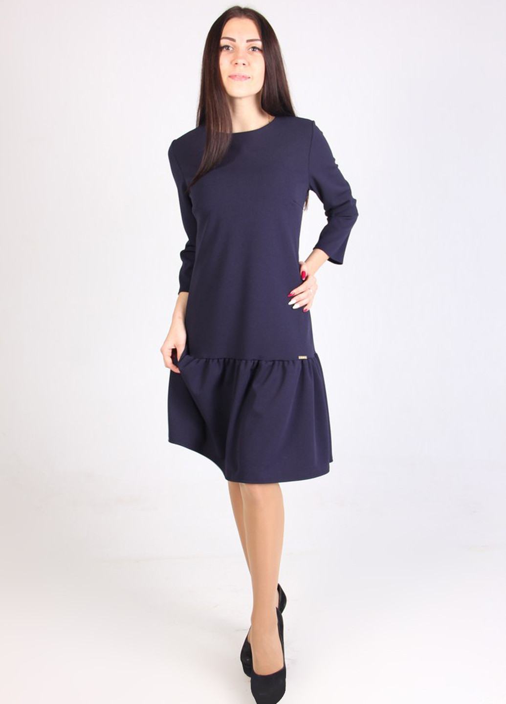 Темно-синя кежуал сукня Miss Fashion однотонна