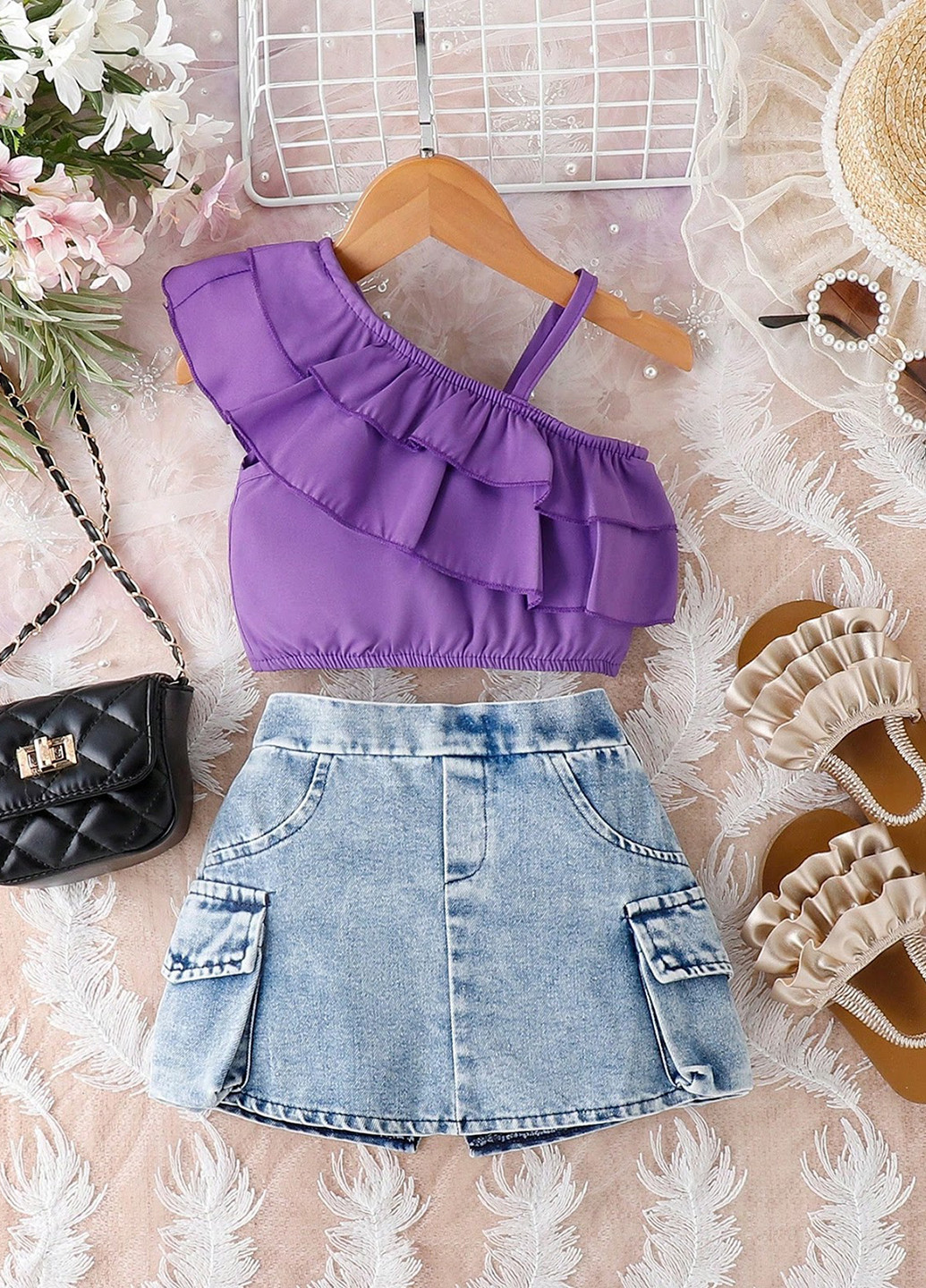 Комбінований літній комплект (топ, спідниця) SHEIN