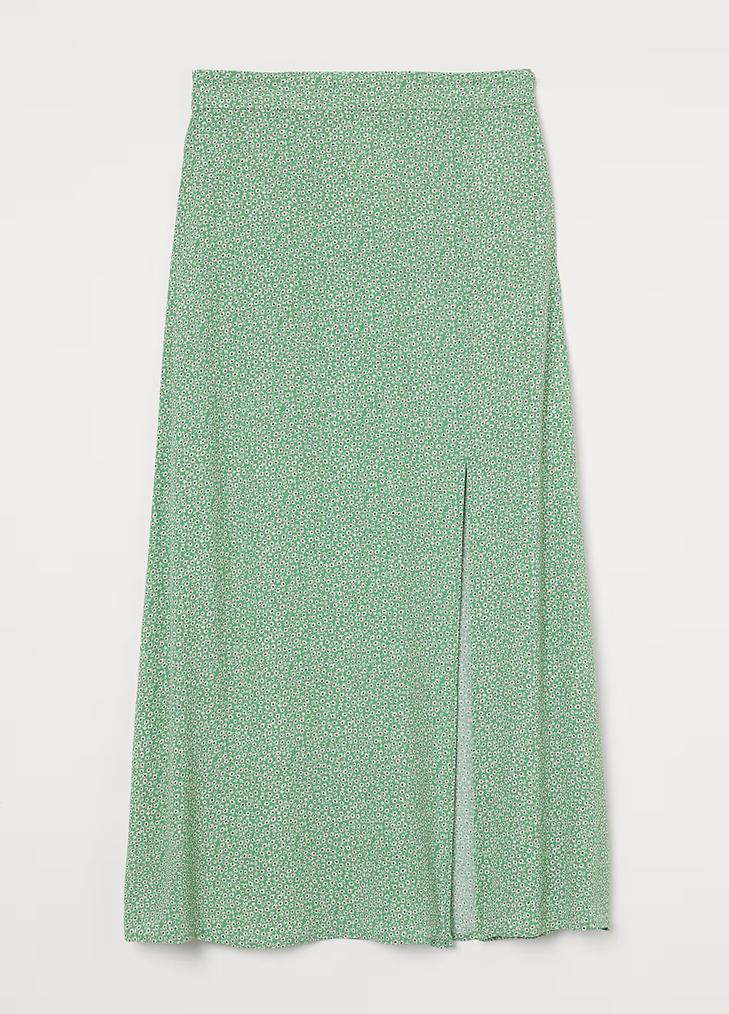 Зеленая кэжуал цветочной расцветки юбка H&M а-силуэта (трапеция)