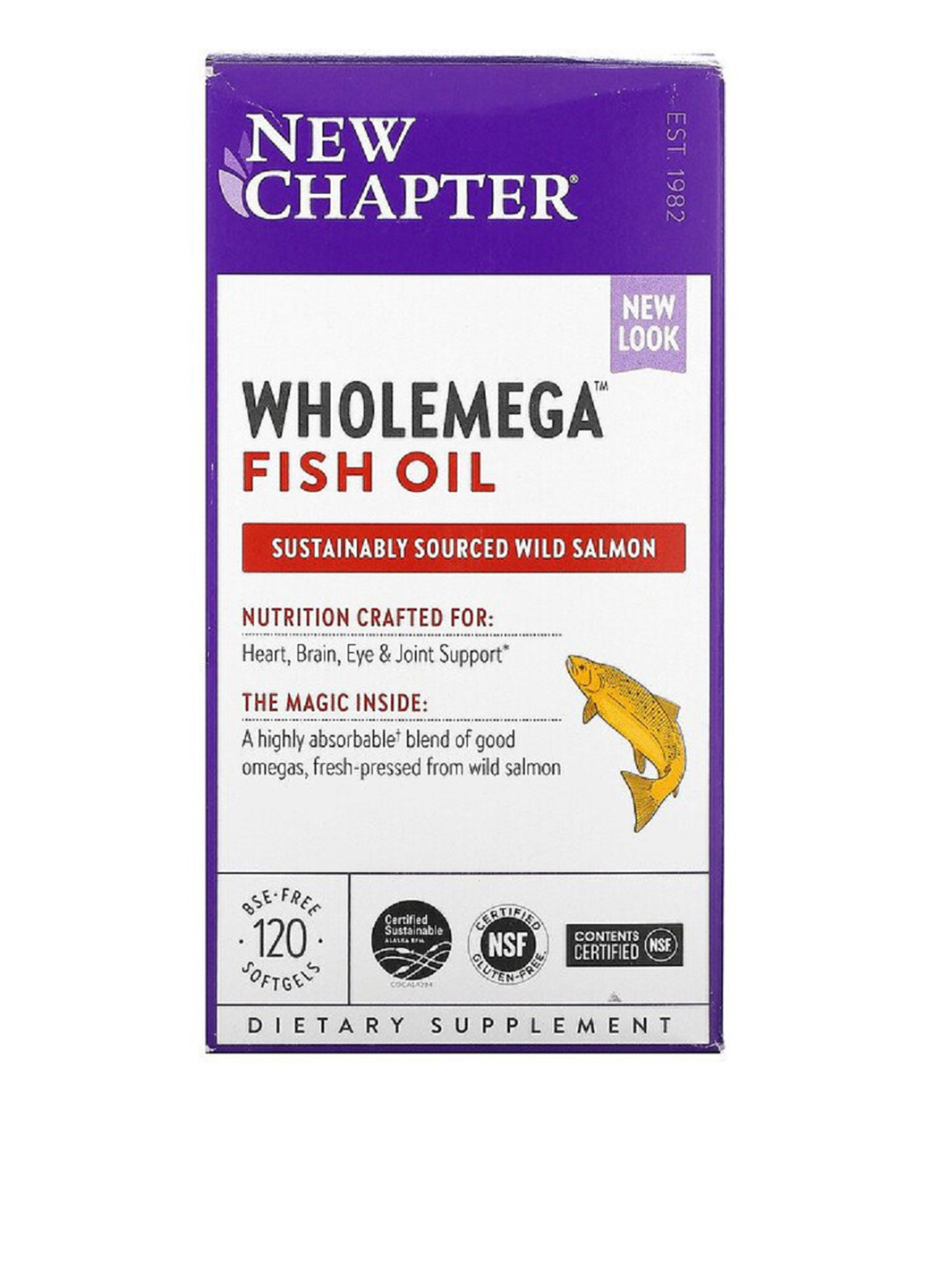 Жир лосося аляскинського 1000 мг, Wholemega, Alaskan Salmon Oil,, 120 желатинових капсул New Chapter (251206103)
