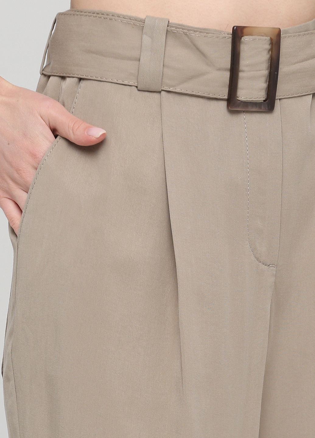 Бежевые кэжуал демисезонные укороченные, прямые брюки Vey's