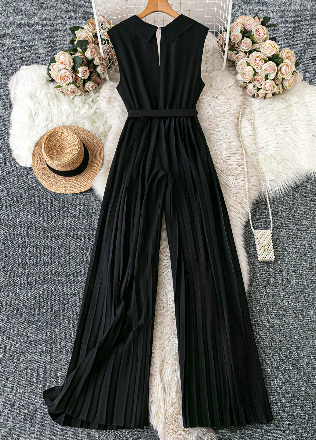 Комбінезон SHEIN комбінезон-брюки однотонний чорний вечірній, кежуал поліестер