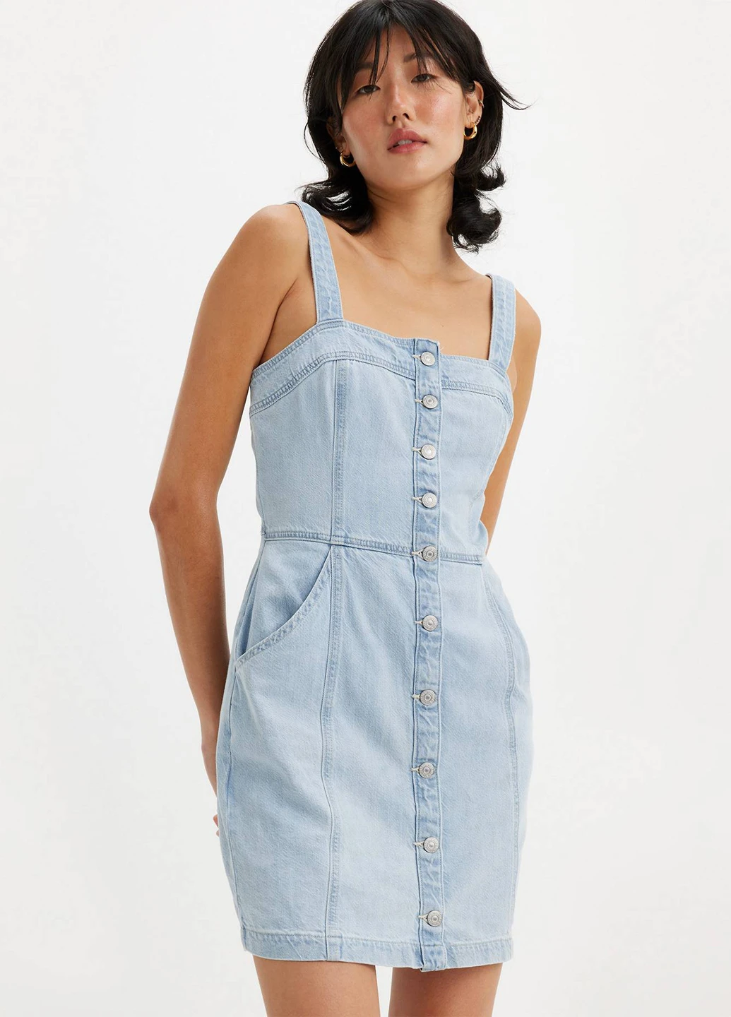 Блакитна джинсова, кежуал сукня Levi's однотонна