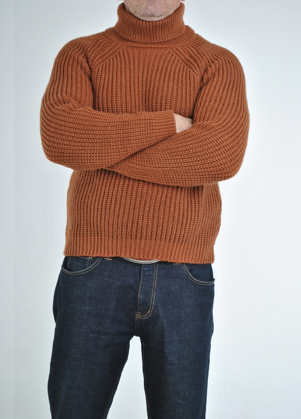 Охряной зимний свитер крупной вязки Berta Lucci