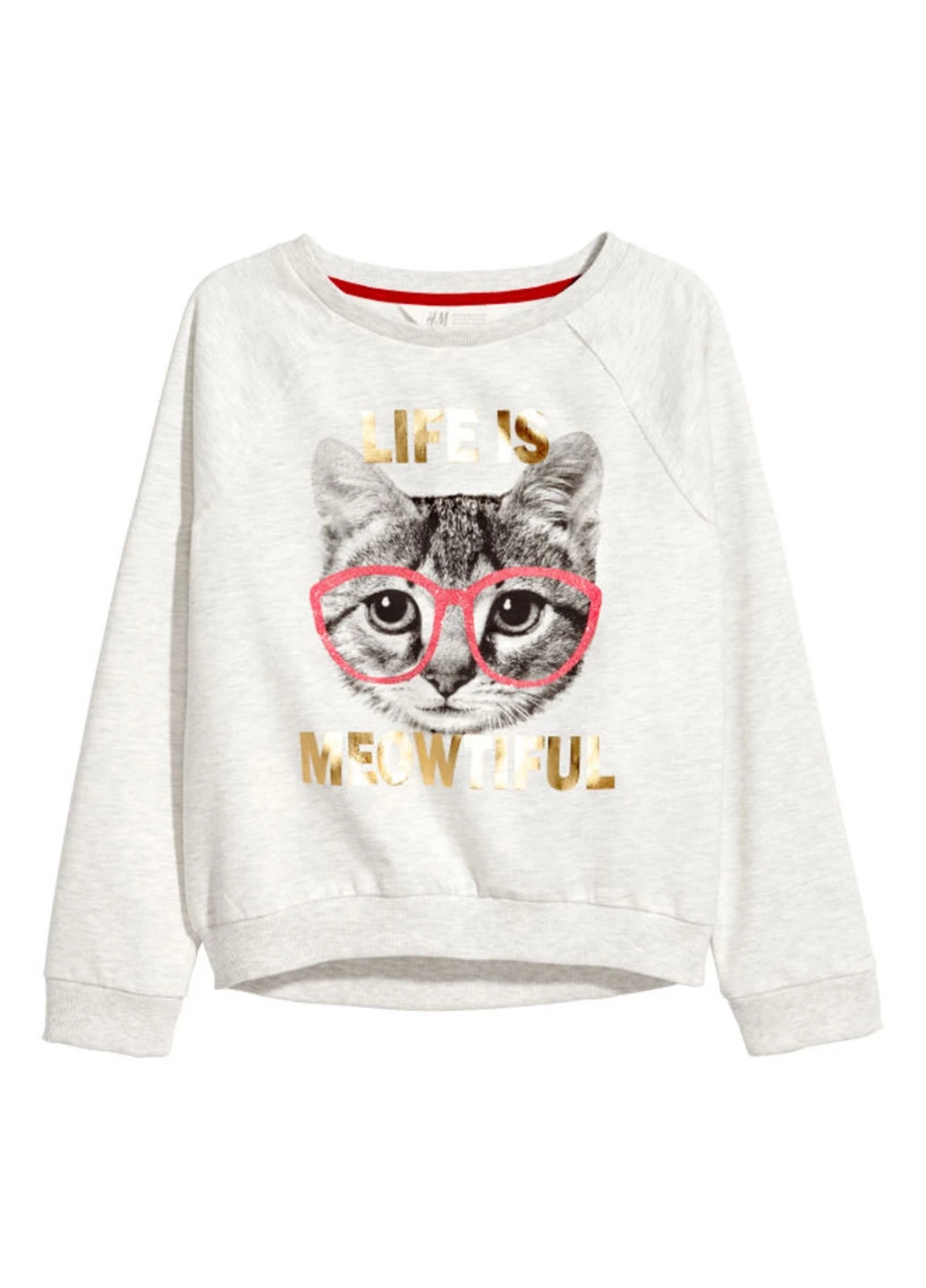 H&M свитшот рисунок серый кэжуал