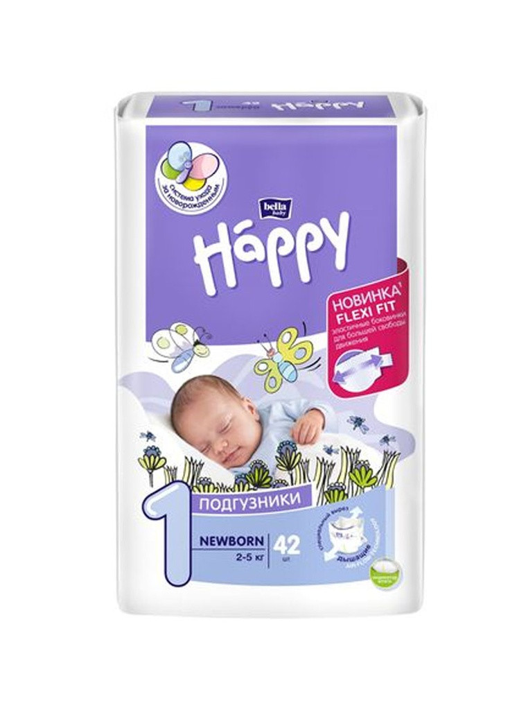 Підгузки дитячі Baby Happy Newborn 2-5 кг 42 шт 5900516600693 Bella (253338703)
