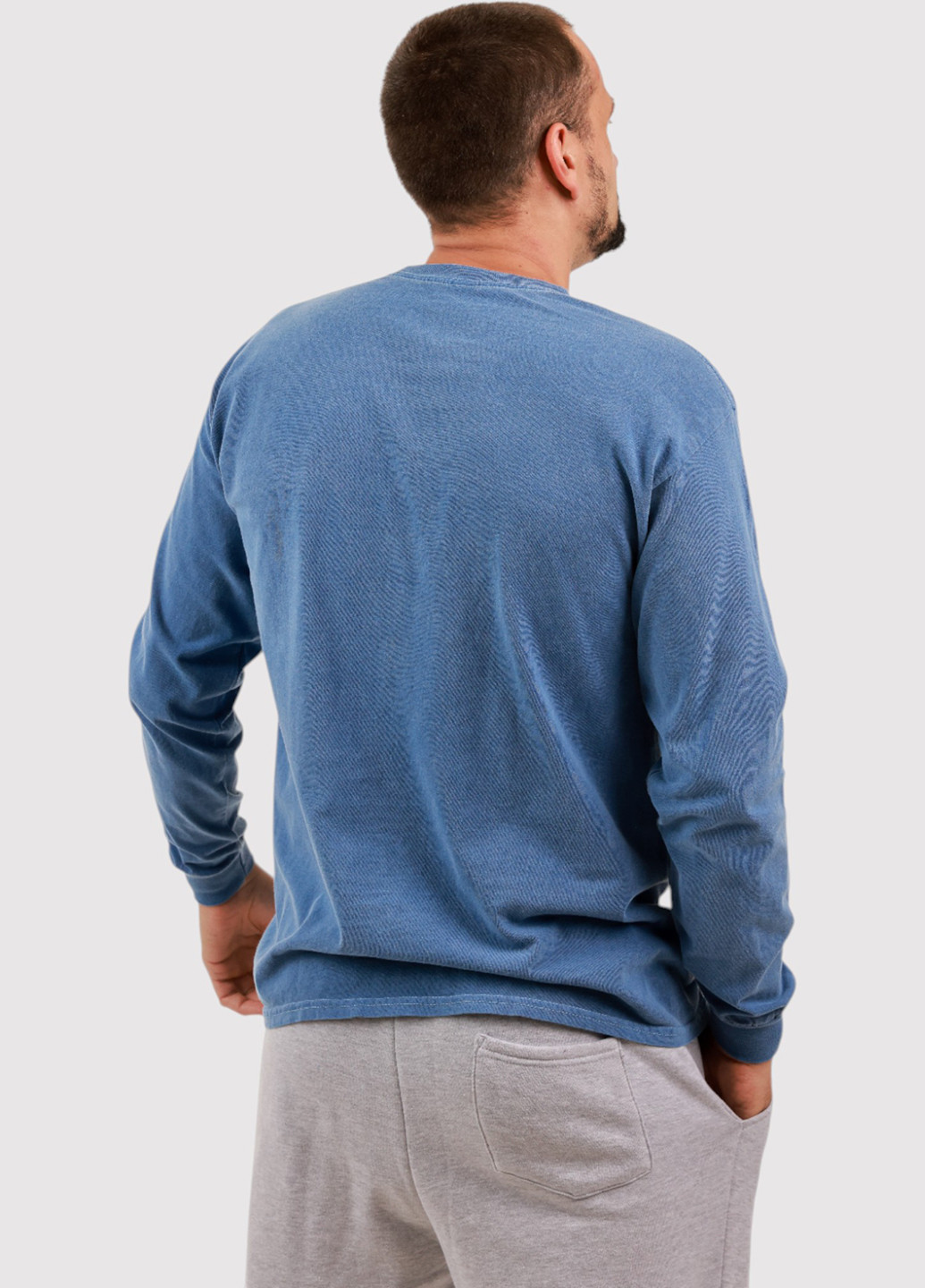 Лонгслів Blue 84 однотонний світло-синій кежуали трикотаж, бавовна