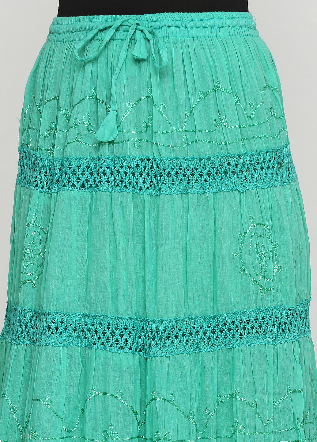 Зеленая кэжуал однотонная юбка No Brand клешированная