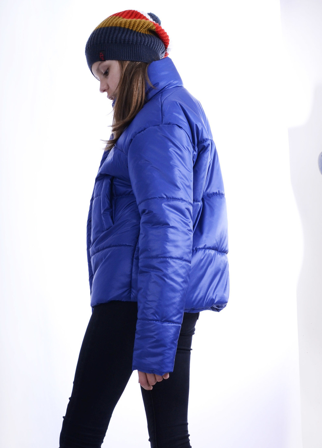 Синяя демисезонная демисезонная укороченная куртка оверсайз Luxik демисезонная куртка