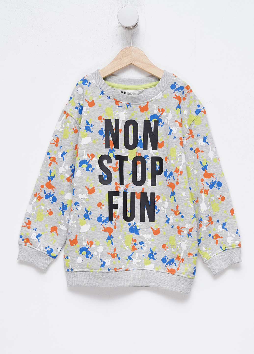 H&M свитшот надпись серый кэжуал хлопок, футер