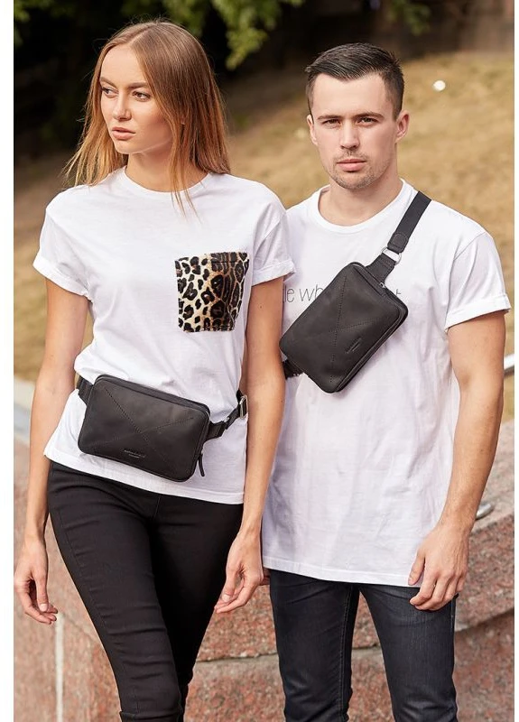 Кожаная поясная сумка Dropbag Mini черная Crazy Horse BlankNote (235752715)