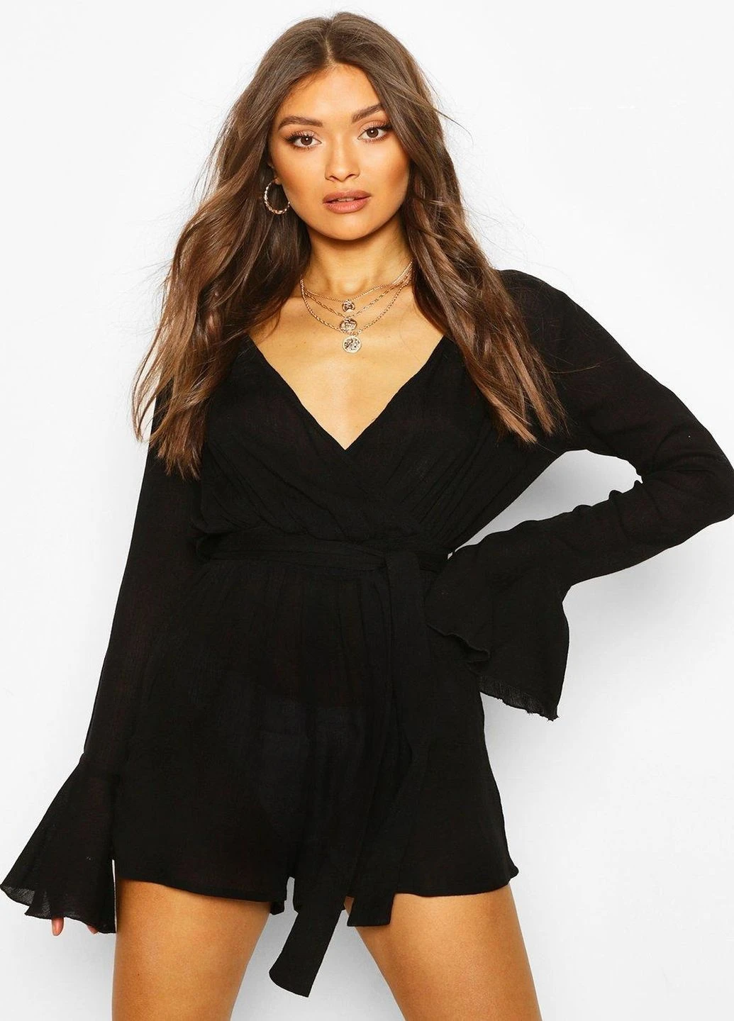 Комбинезон Boohoo однотонный чёрный кэжуал