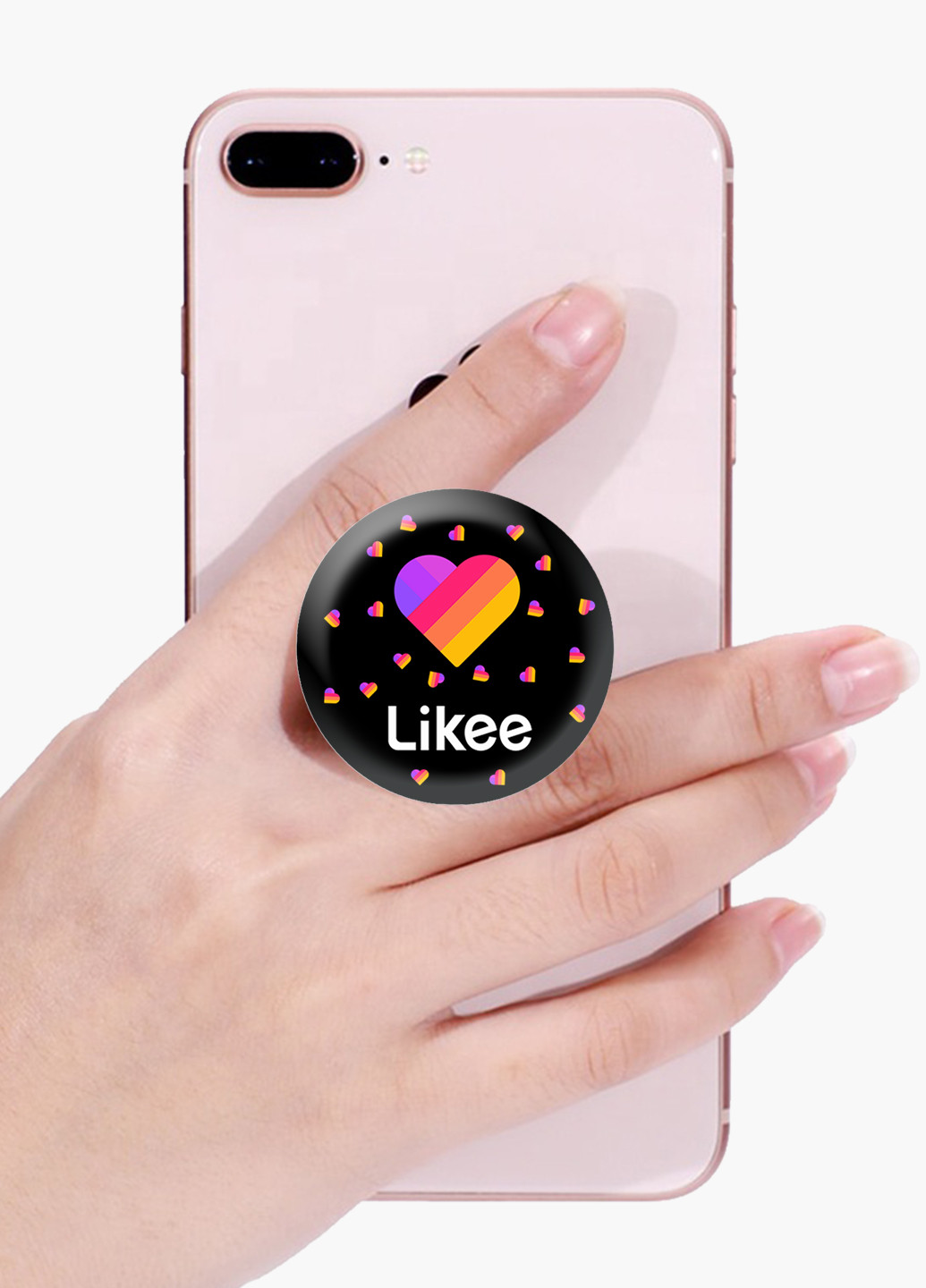 Попсокет (Popsockets) тримач для смартфону Лайк (Likee) (8754-1054) Чорний MobiPrint (216748466)