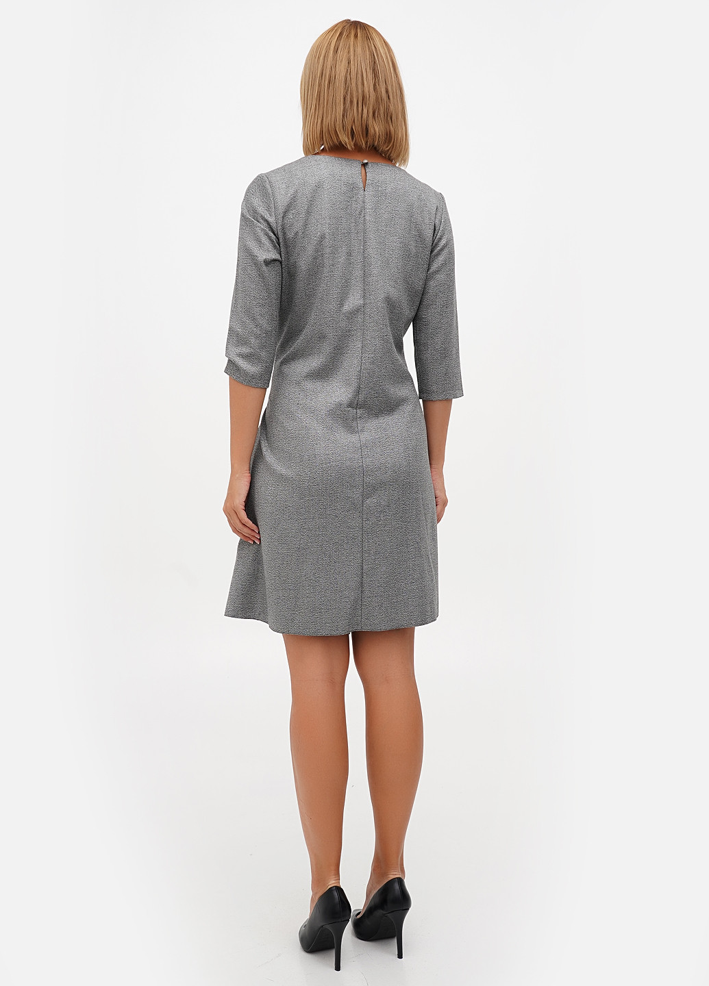 Серое кэжуал платье а-силуэт Sassofono меланжевое