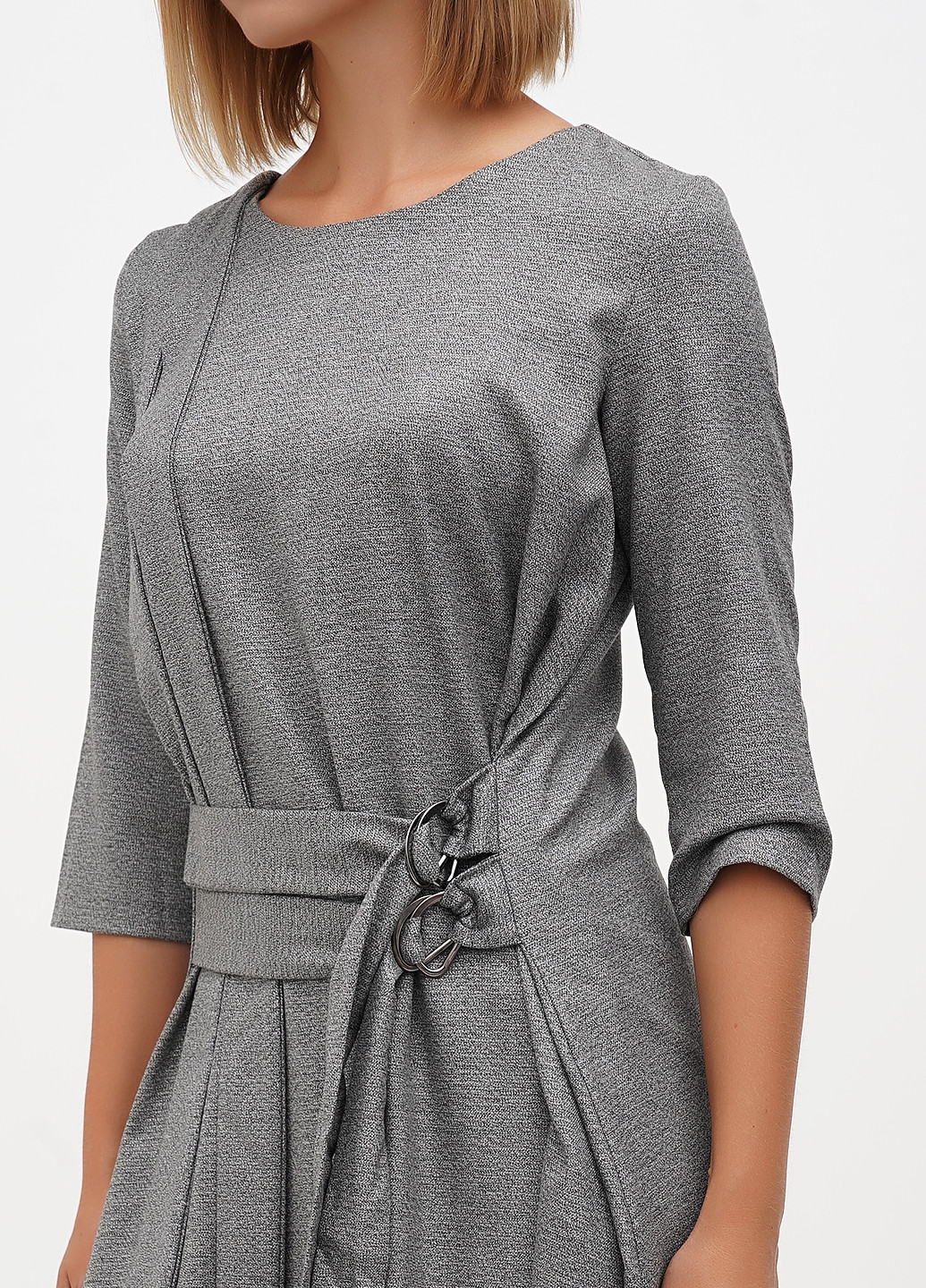 Серое кэжуал платье а-силуэт Sassofono меланжевое