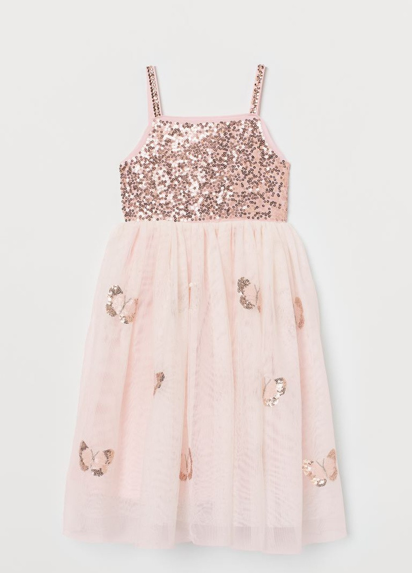 Світло-рожева тюлеве плаття з паєтками H&M (215824749)
