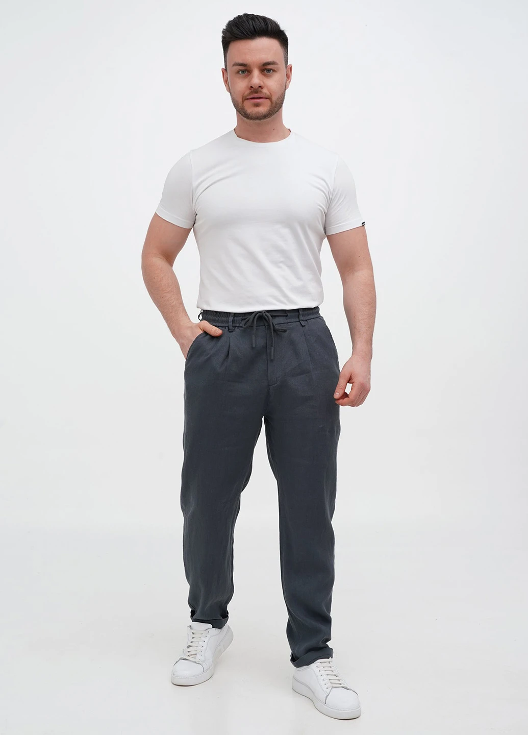 Темно-серые кэжуал летние прямые брюки Trend Collection