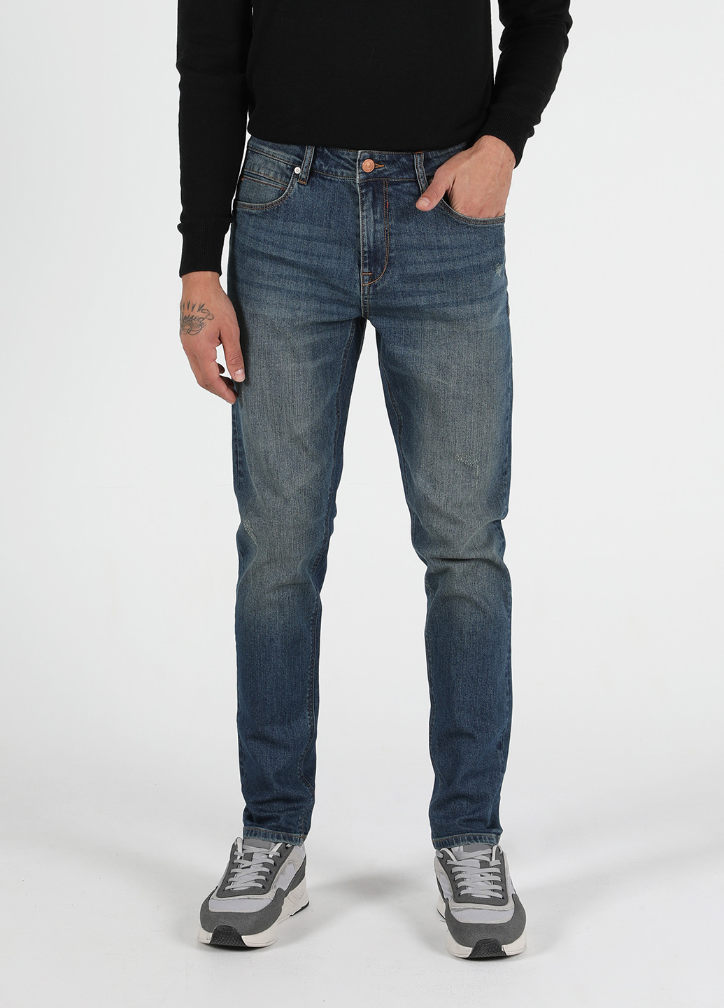 Серо-синие демисезонные зауженные джинсы 041 DANNY Colin's