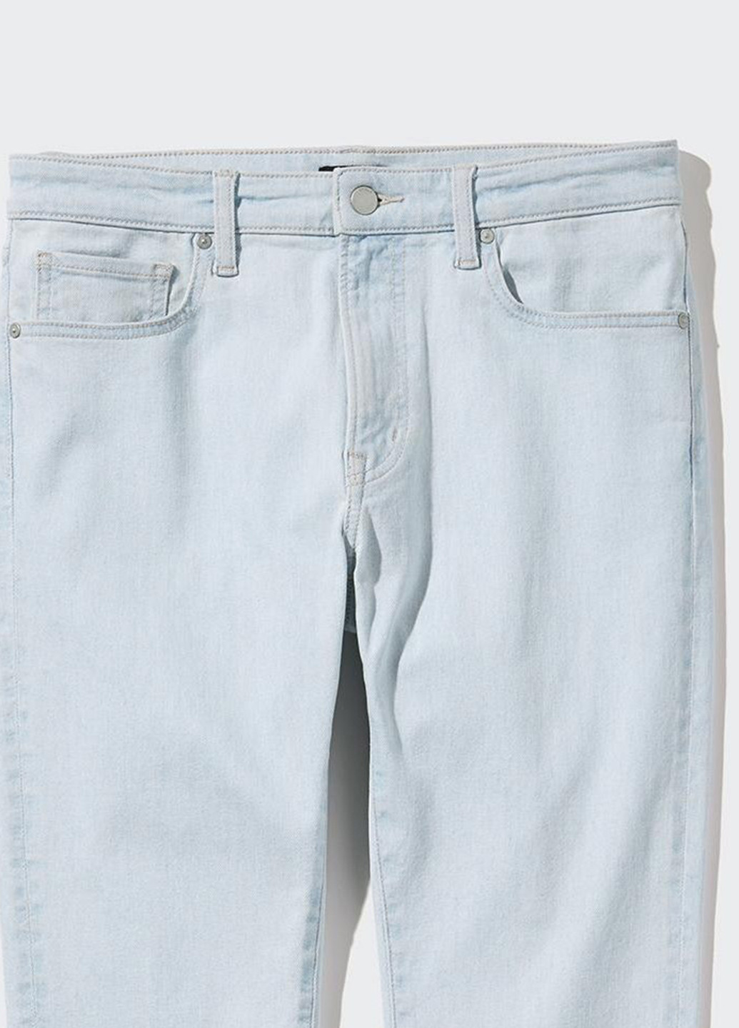 Голубые демисезонные зауженные джинсы Uniqlo