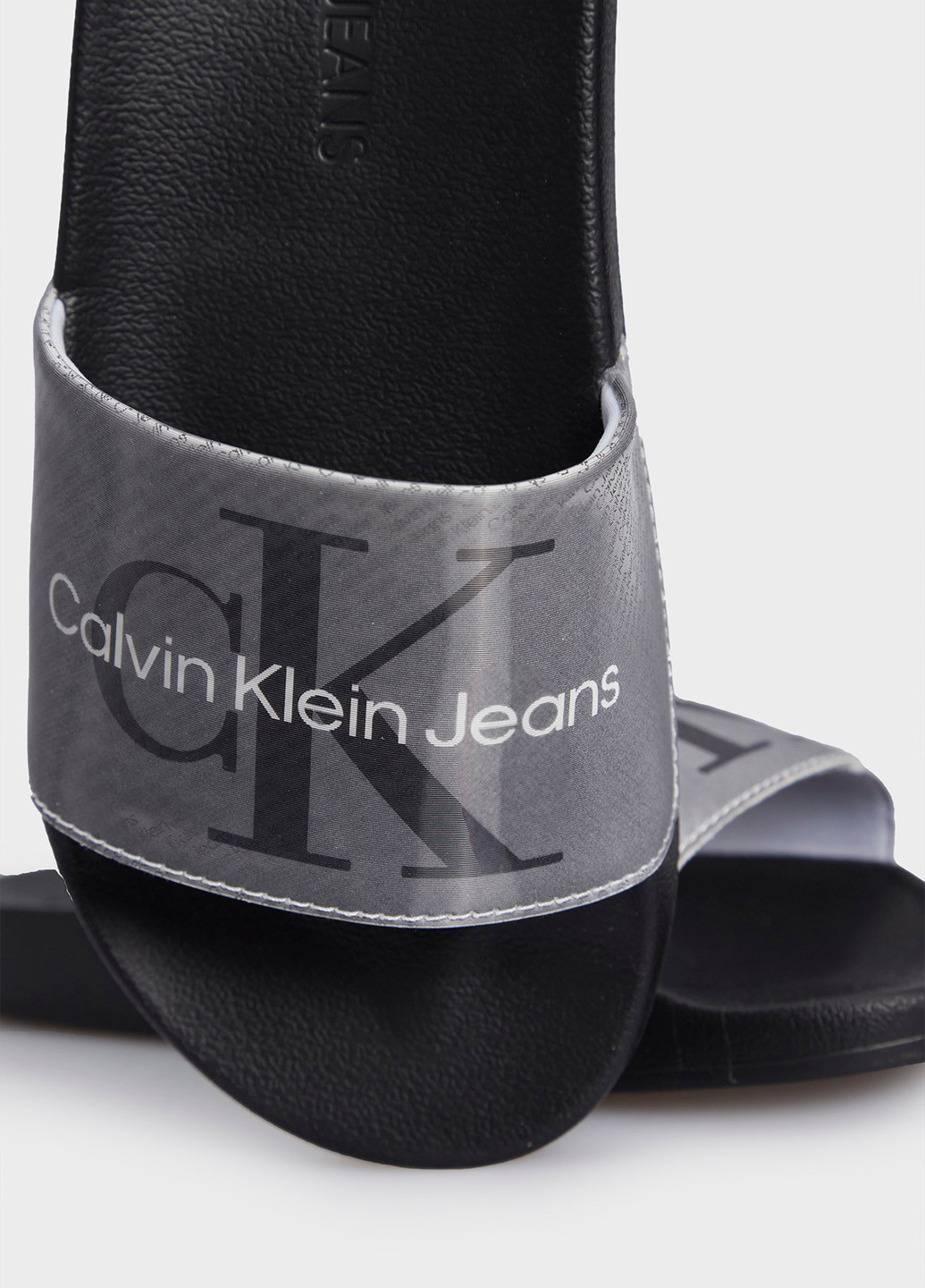 Черно-белые шлепанцы Calvin Klein Jeans с логотипом, с тиснением