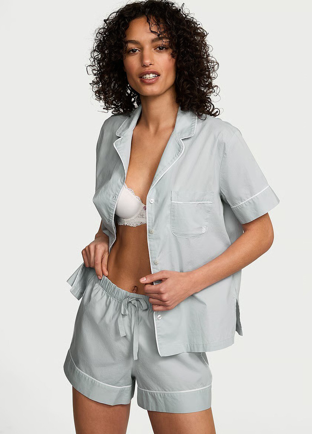 Світло-сіра всесезон піжама (сорочка, шорти) сорочка + шорти Victoria's Secret