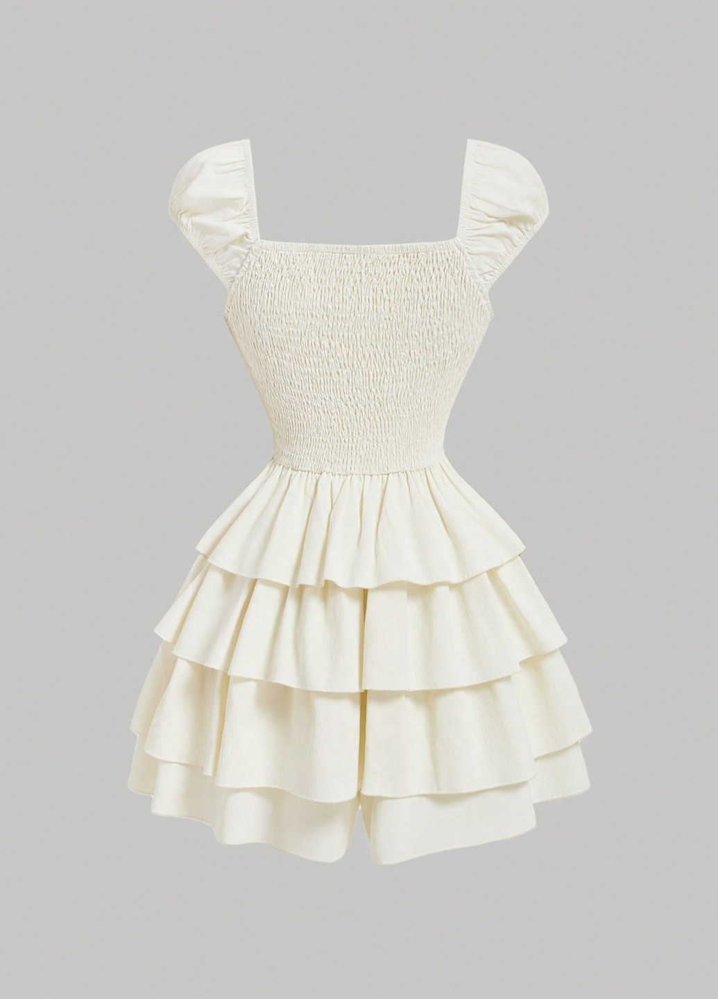 Комбинезон SHEIN комбинезон-шорты однотонный молочный кэжуал полиэстер