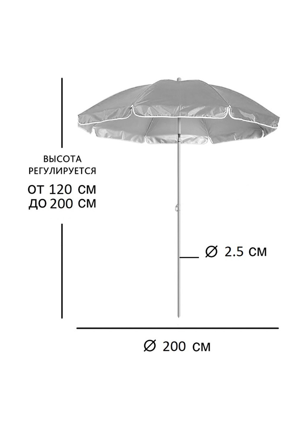 Зонт пляжный, 200 см Umbrella Anti-UV однотонный синий