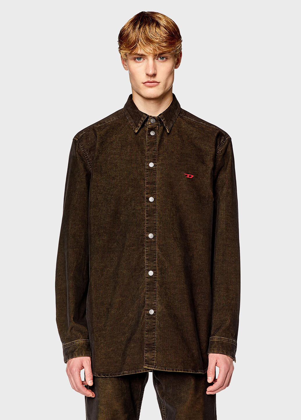 Коричневая джинсовая, кэжуал рубашка варенка Diesel