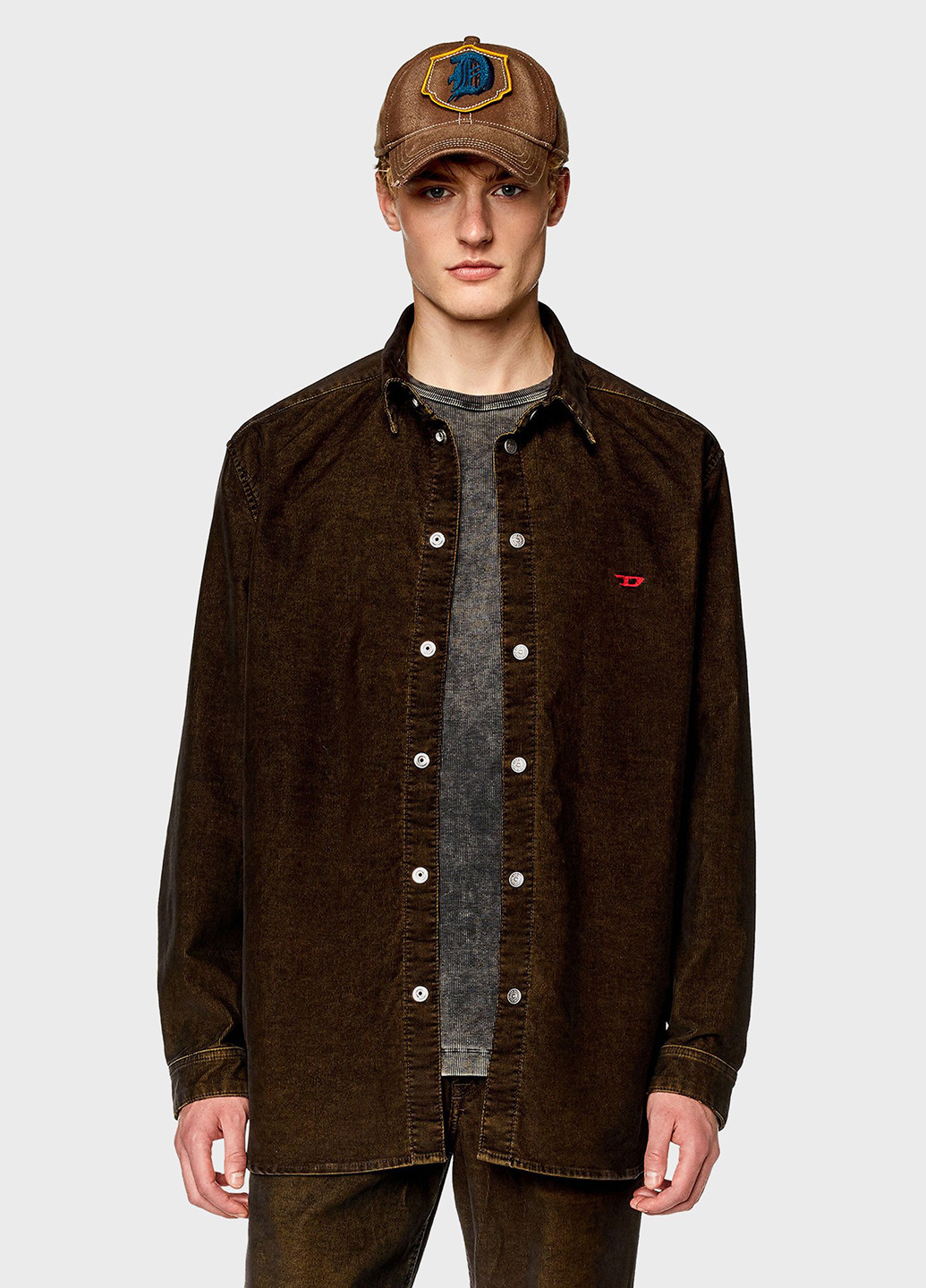 Коричневая джинсовая, кэжуал рубашка варенка Diesel