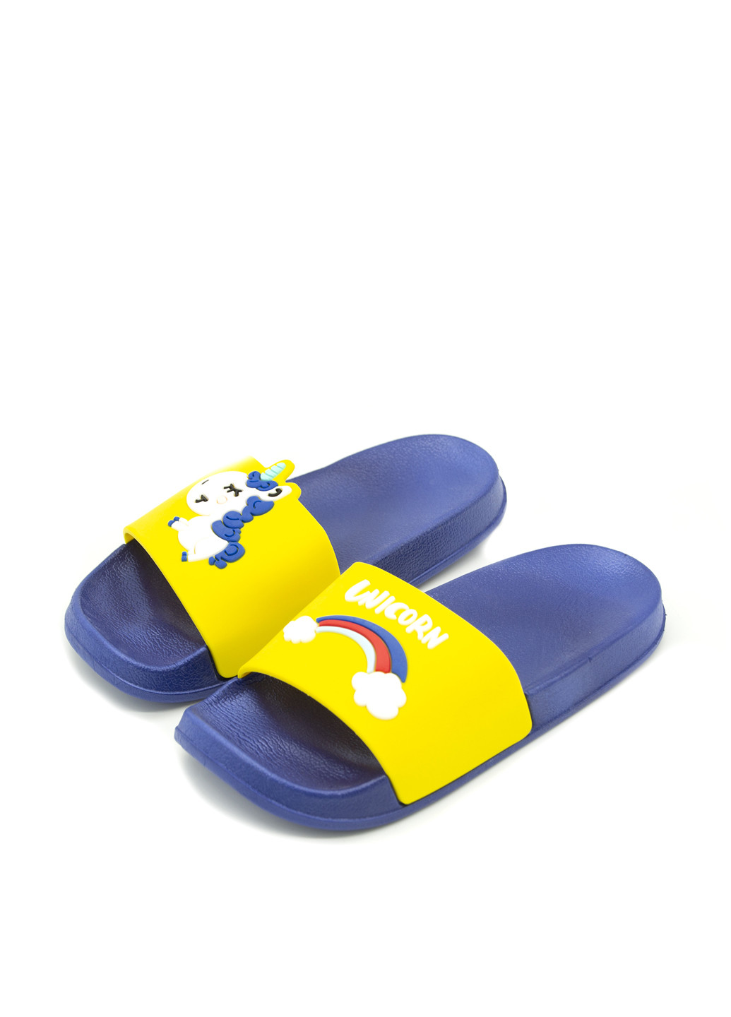Сине-желтые пляжные шлепанцы Plaazzo