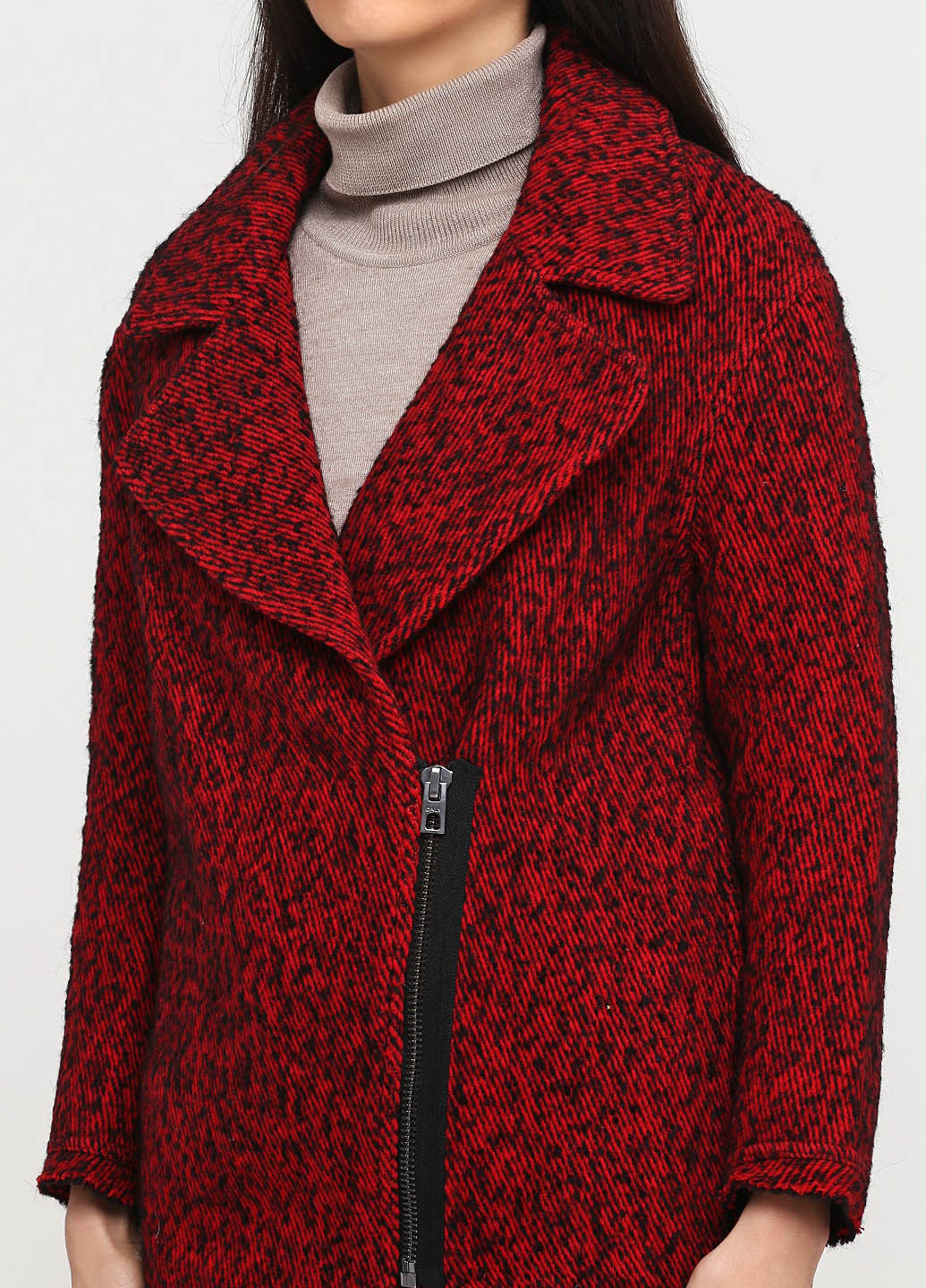 Темно-красное демисезонное Пальто двубортное Only