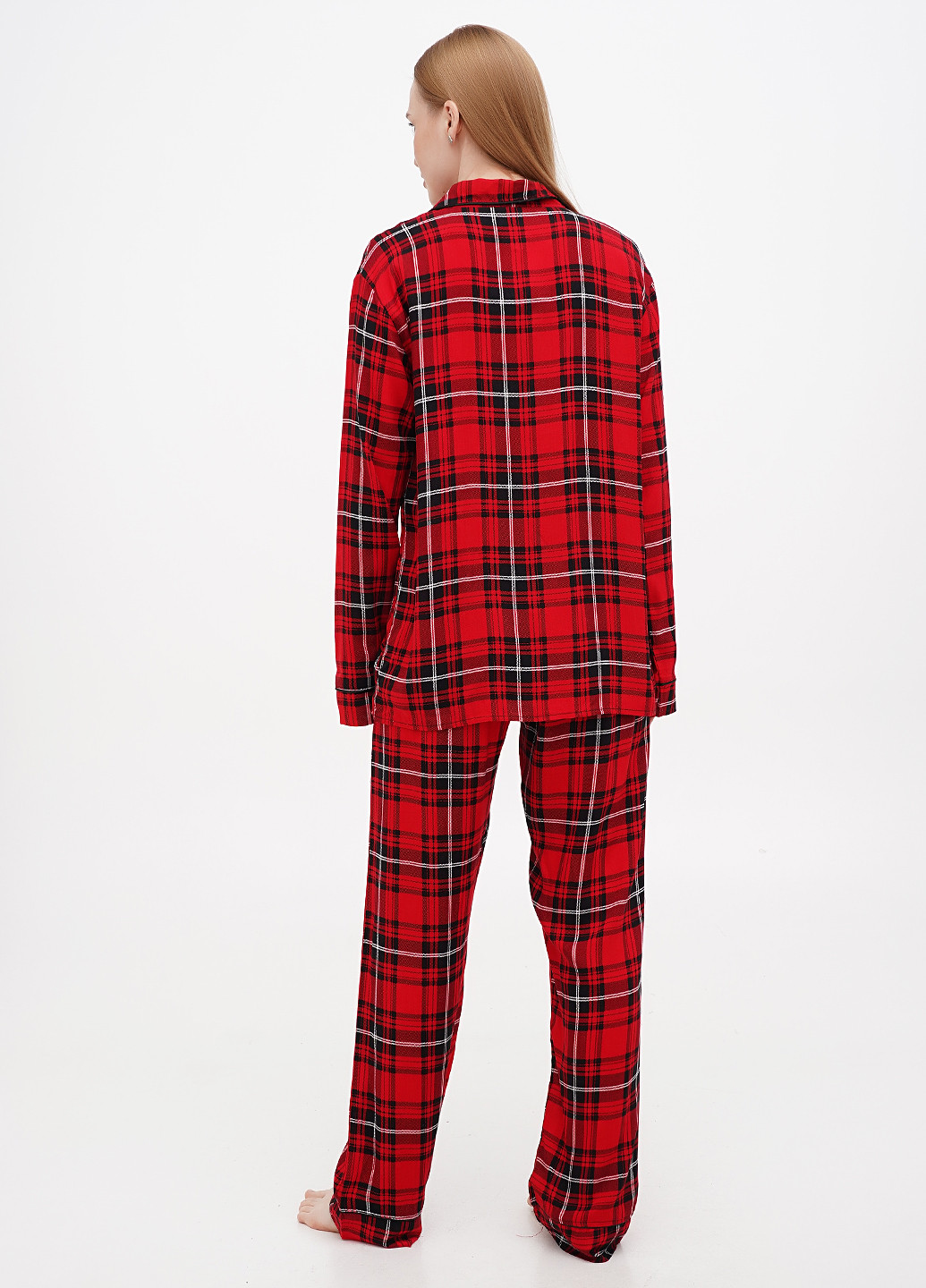 Красная всесезон пижама (рубашка, брюки) рубашка + брюки No Brand