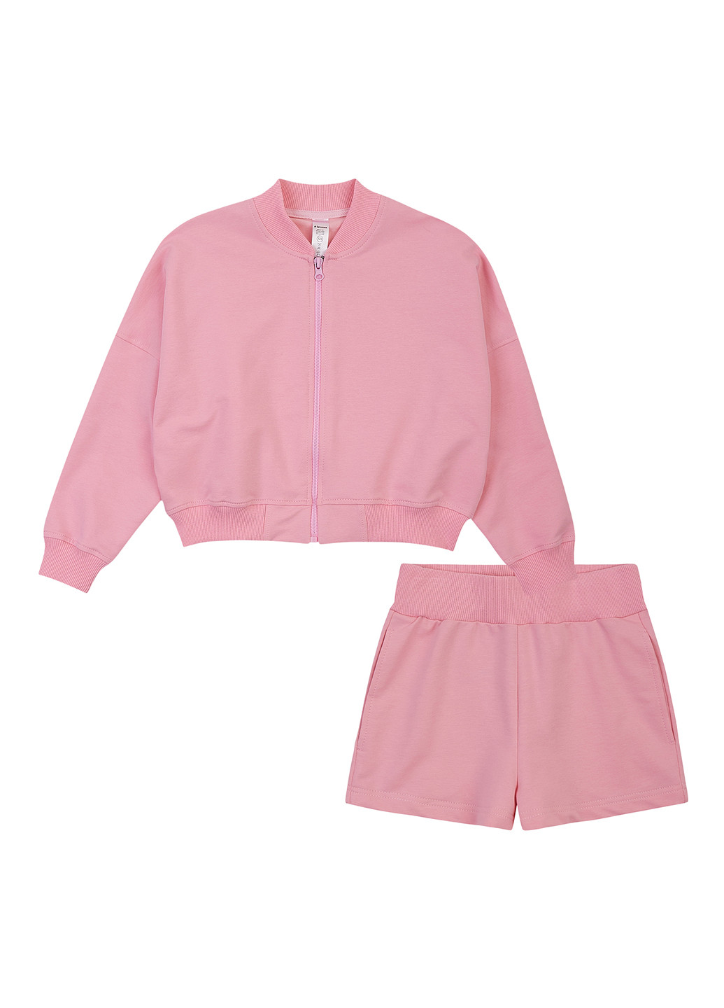 Рожевий демісезонний комплект (бомбер, шорти) Garnamama