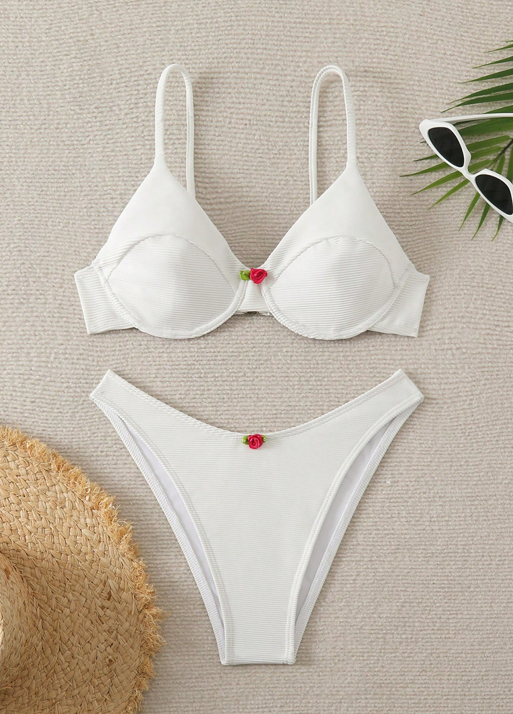 Белый летний купальник (лиф, трусики) раздельный SHEIN