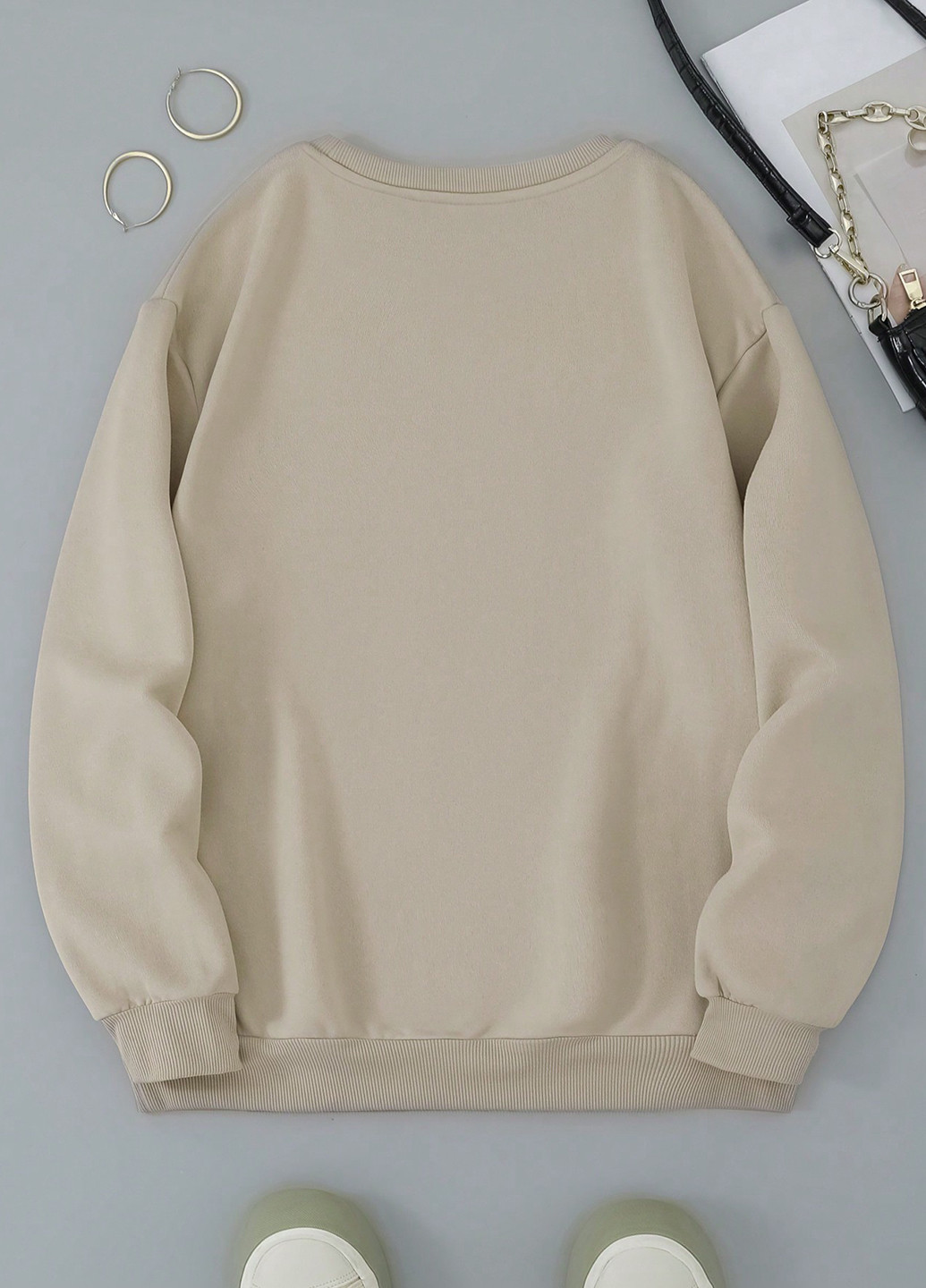 Бежевый свитшот SHEIN рисунок без декора (332709268)