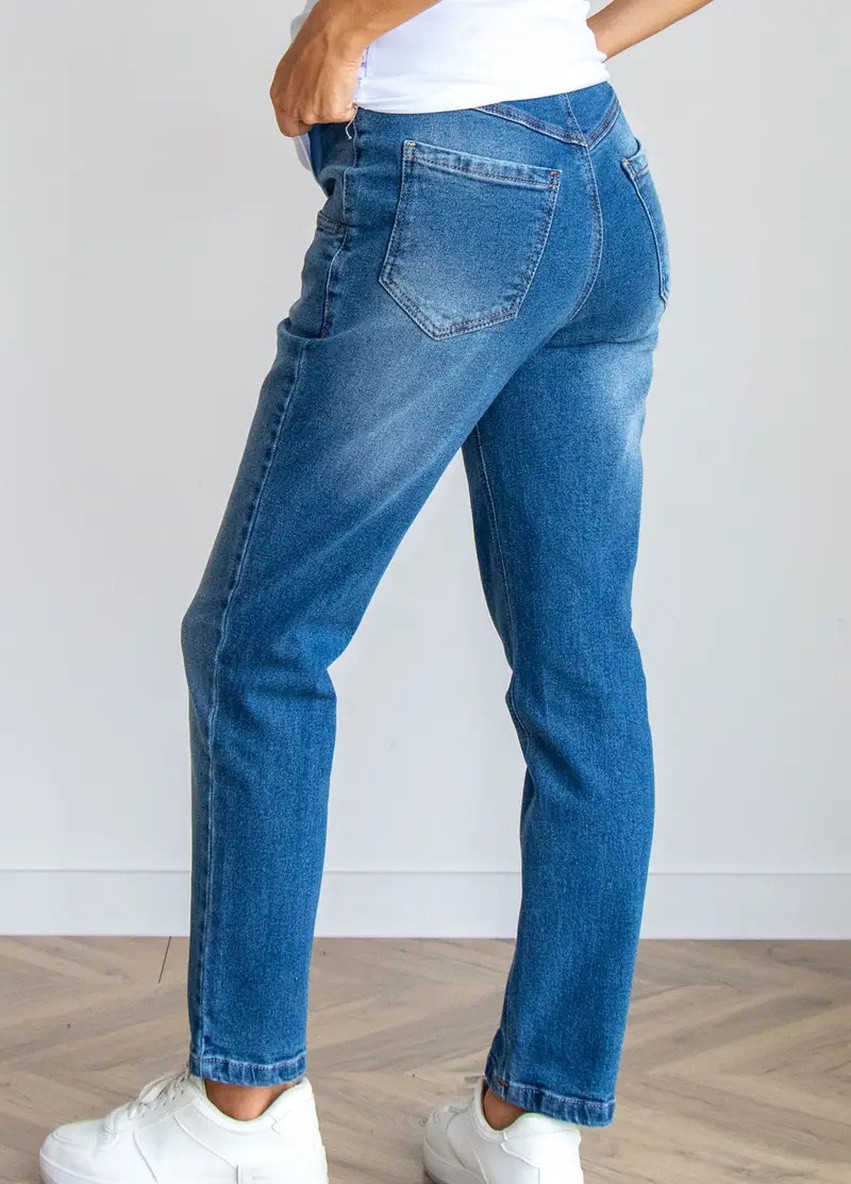 Синие джинсы для беременных Mom’s Jeans с плотной стрейчевой джинсовой ткани с высокой талией To Be - (253914798)