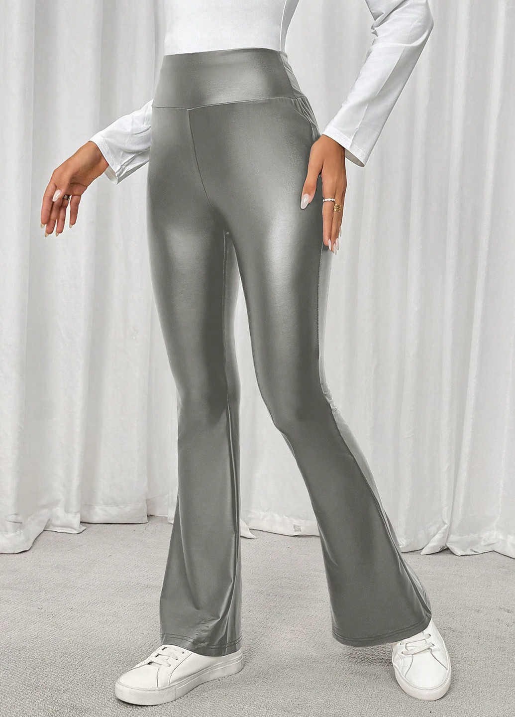 Серебряные демисезонные леггинсы SHEIN