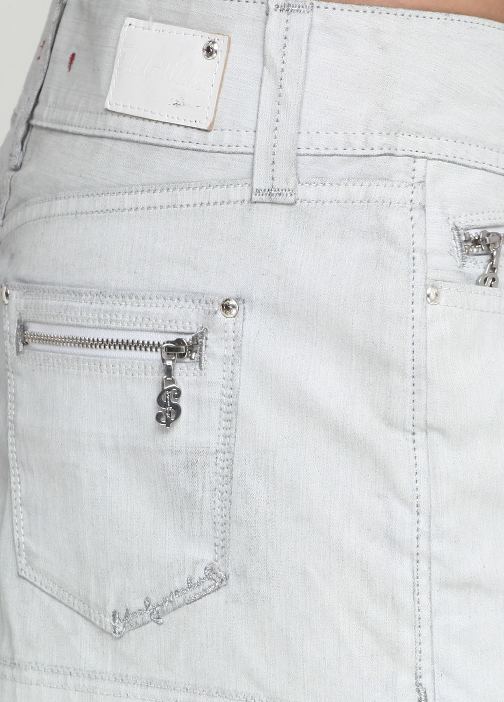 Серая джинсовая однотонная юбка Andy Warhol мини