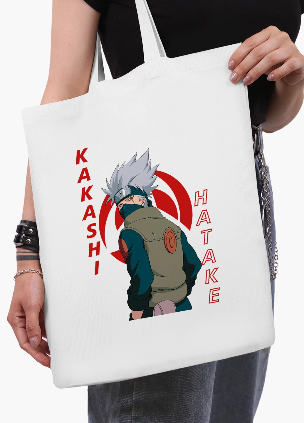 Эко сумка шоппер белая Хатакэ Какаши (Hatake Kakashi) (9227-2820-WT2) Еко сумка шоппер біла 41*35 см MobiPrint (221682915)