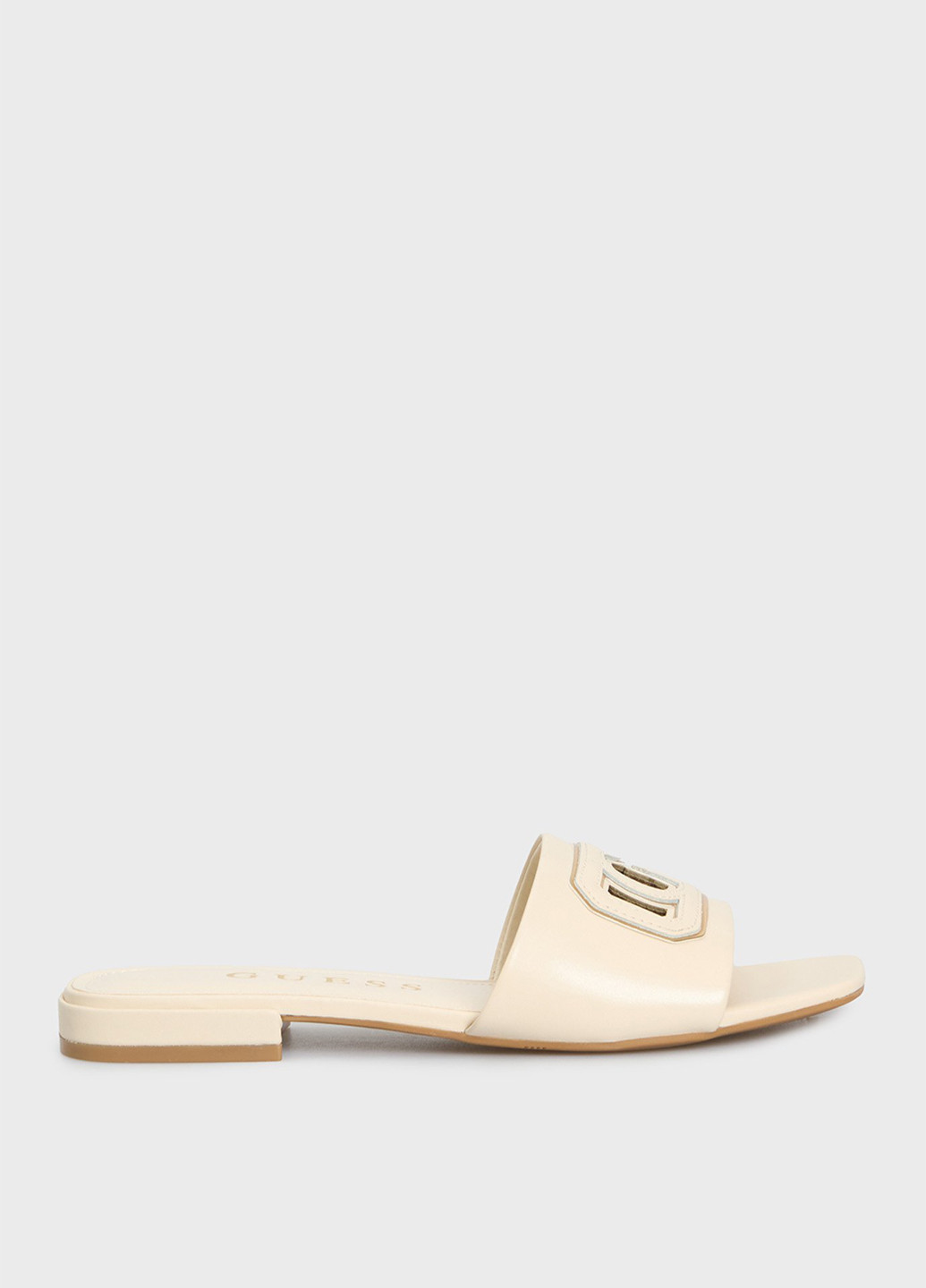 Бежевые шлепанцы Guess с логотипом