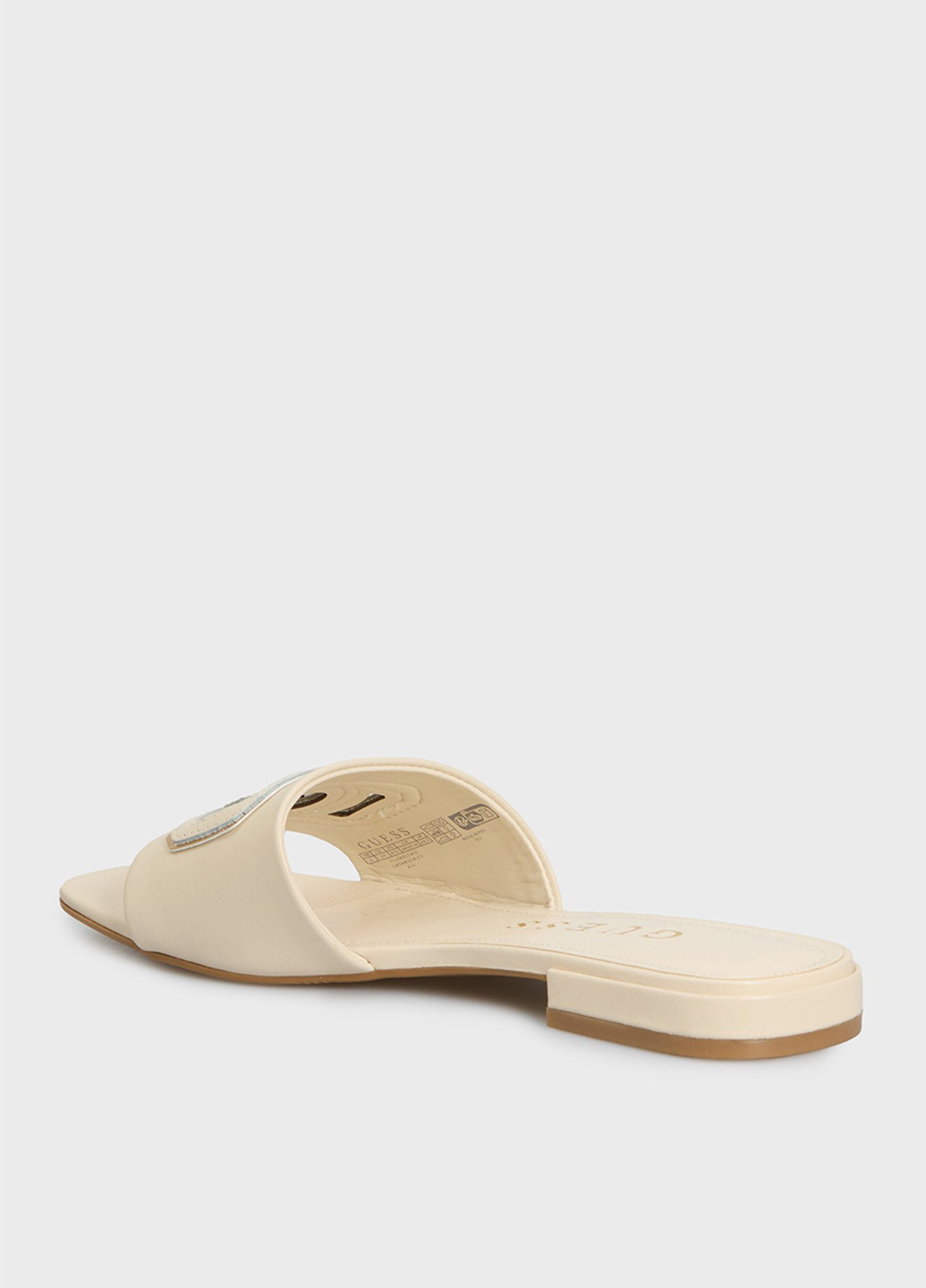 Бежевые шлепанцы Guess с логотипом