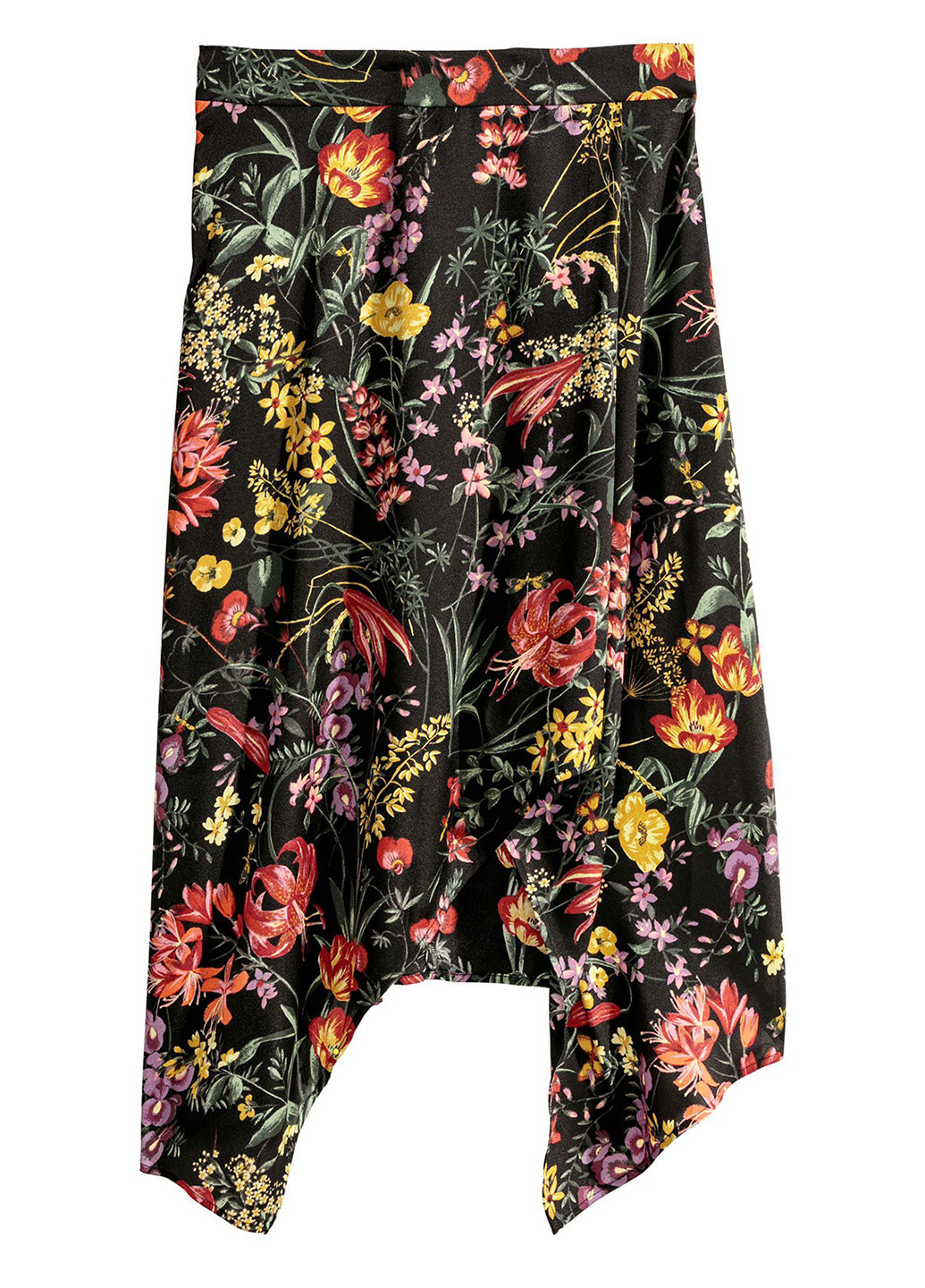 Черная кэжуал цветочной расцветки юбка H&M на запах