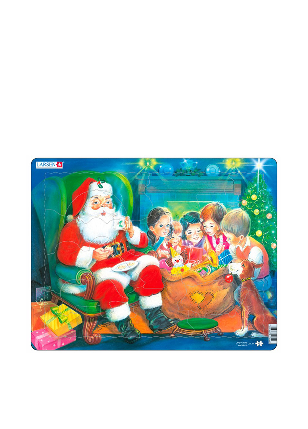 Пазл-вкладыш Дед Мороз с детьми (15 эл.), 36.5х28.5 см Larsen (286308524)