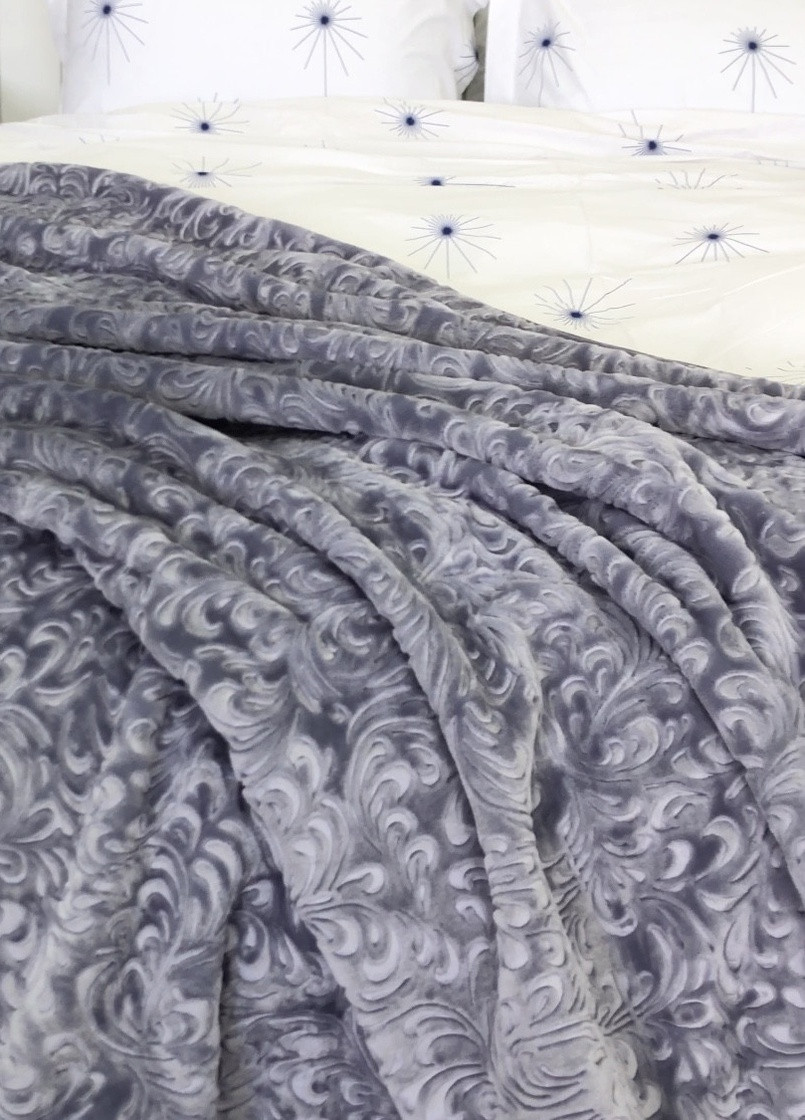 Плед велюровий з видавкою акрил 200х240 колір Vie Nouvelle (254397191)