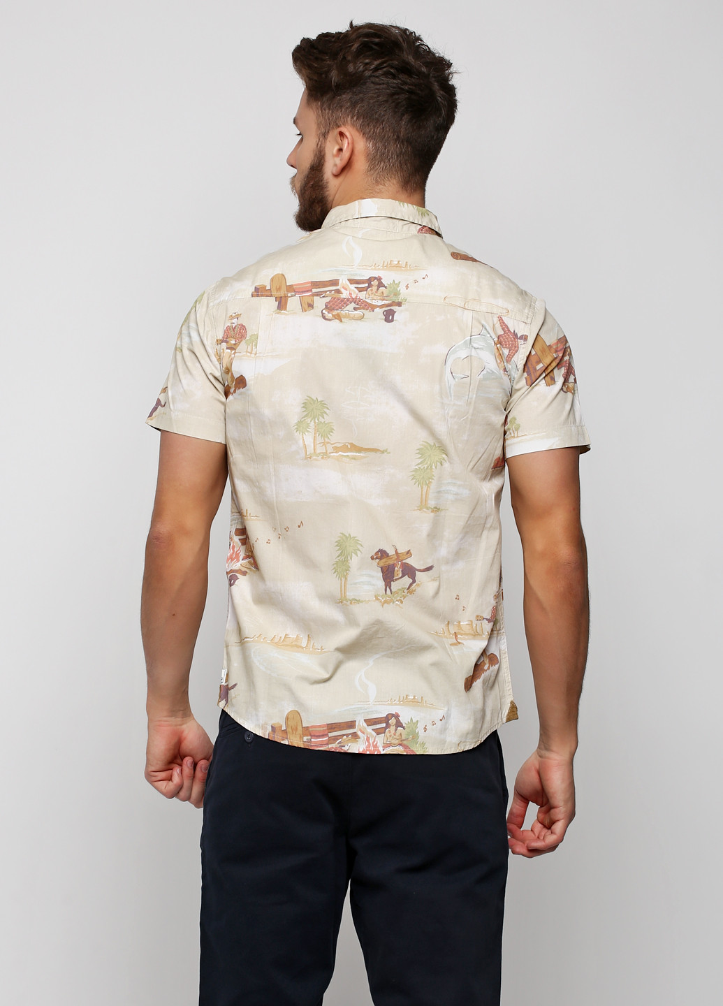 Бежевая кэжуал рубашка с абстрактным узором Billabong с коротким рукавом