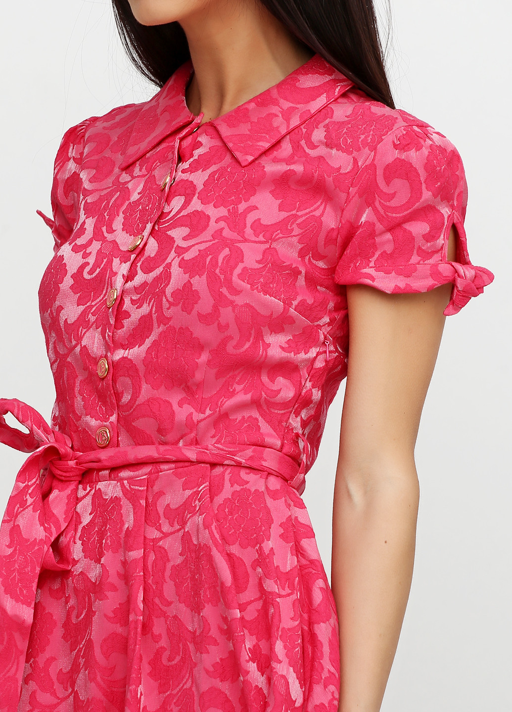 Темно-розовое кэжуал платье Sassofono однотонное