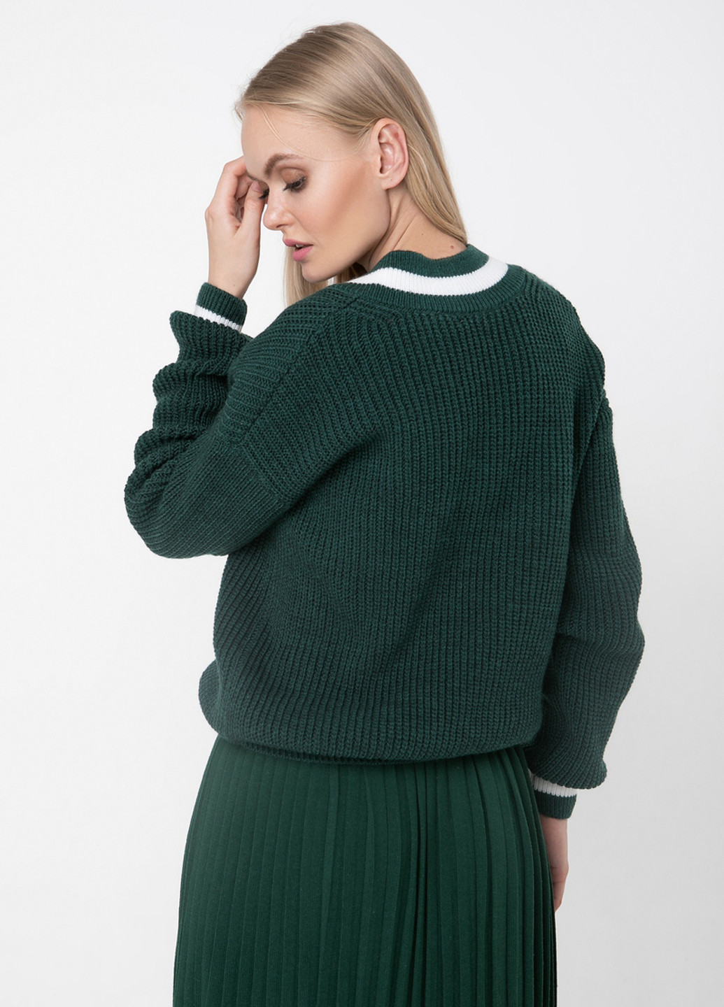 Темно-зеленый демисезонный пуловер пуловер Sewel